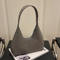 Chic dark gray suede hobo bag with top metal zipper and minimalist shoulder strap - Gray