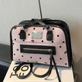 Borsa tote rosa a pois con fiocchi neri e doppi manici in ecopelle - Rosa Senza Pendente