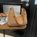 Khaki frosted suede hobo bag with adjustable leather shoulder strap and gold buckle - Khaki
