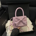Sac à main rose avec strass et grand nœud pour les soirées et cérémonies - Rose