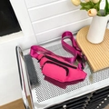 Marsupio fucsia impermeabile in tessuto Oxford con cinturino regolabile e zip - Rosa Rosso