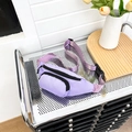 Marsupio in nylon viola lavanda impermeabile con tracolla nera regolabile trendy - Viola