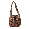 Borsa a tracolla verticale in tela leopardata per cellulare con doppia cerniera - Leopardo Marrone