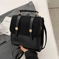 Minimalist black two-way backpack and handbag in patchwork suede for women - Black - Without Pendant