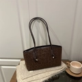 Sac cabas à imprimé léopard en suédine avec fines lanières en cuir pour femme - Café sans Pendentif