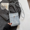 Borsa a tracolla per cellulare azzurro minimalista con fibbia in metallo e cinturino - Blu