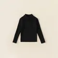 Classic black kids' long-sleeve turtleneck knit sweater in soft ribbed fabric - 80 / Black Knit Stand Collar Style (DY23182)