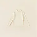 Maglione a dolcevita in maglia a coste color crema per bambina in morbido misto cotone - 80 / Bianco Sporco