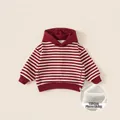 Felpa a righe bianche e rosse per bambini con calda fodera in pile invernale - 80 / Striscia Rosso Beige