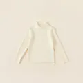 Toddler girl cream white ribbed knit sweater with a cozy mock neck and long sleeves - 80 / Tops / Off White