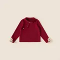 Gilet qipao rosso per bambina con ricami floreali e bottoni a nodo tradizionale - Top / Sopra Rosso / 80
