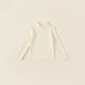 Girl's long sleeve turtleneck ribbed knit sweater in cream white minimalist style - 80 / Tops / Off White