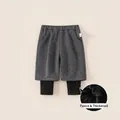 Kids' winter fleece lined pants featuring grey polka dot shorts and black leggings - 100 / Gray Polka Dot