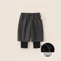 Dark grey girls' two-piece leggings with thick fleece lining and elastic waist - 80 / Gray