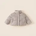 Floral padded jacket for girls with standing collar in cream white floral pattern - 90 / Apricot