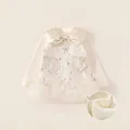 Robe de princesse en tulle pour fille beige avec doublure polaire et nœud satiné - 80 / Blanc Crème (DY23182C)