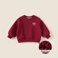 Felpa bordeaux per bambini in pile spesso con ricamo a fiocco bianco e orlo a coste - 80 / Borgogna