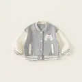 Veste teddy enfant gris et beige avec broderie caniche et boutons pression - 80 / Gris Chiné