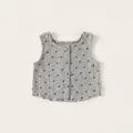 Gilet neonato grigio in maglia a costine con stampa fiocchi e bordo a volant - 80 / Grigio Melange