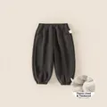 Deep grey kids fleece lined sweatpants with thickened thermal interior for winter - 80 / Bottom (DK84062) / Gray