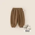 Thickened fleece-lined corduroy pants for kids in warm brown with elastic waistband - 80 / Bottoms / Coffee (DK84062)