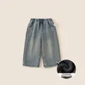 Mädchen-Jeans in Hellblau mit warmem Fleecefutter, elastischem Bund und weichem Innenfutter - 80 / Denim-Blau