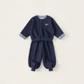 Marineblaues Kinder-Set mit Karo-Details im Lagenlook und bequemer Jogginghose - 80 / Marineblau
