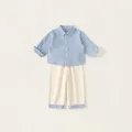 Blue and white plaid shirt with beige trousers for toddler boys casual two-piece set - 80 / Blue Plaid