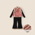 Pink Chinese New Year 3-piece kids set with quilted vest, top, and flared pants - 80 / Black