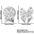 Sparkling silver sequin Christmas bow with detailed size dimensions for tree decoration - Silver