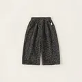 Casual kinderbroek met grijze luipaardprint en een comfortabele elastische taille - 110 / Grijze Luipaardbroek