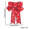 Nœud de Noël rouge en lin avec flocons de neige, dimensions 24,8cm sur 20cm - Nœud Flocon de Neige Rouge