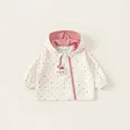 Veste coupe-vent à capuche pour fillette avec pois colorés et breloque lapin mignonne - 80 / Haut (CY26015) / Pois Abricot
