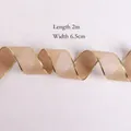 2m x 6,5cm Khaki Weihnachtsband aus Kunstleinen mit goldenem Karomuster und Drahtkante - Rotes Karomuster (2m)