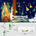 Weihnachtsfensterbilder Set mit Weihnachtsmann, Rentieren, Bäumen und Sternen - Weihnachtskarneval Text und Baum Stil (HL-SDTZ17-021)