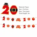 Details von Weihnachts-Papierwimpeln 23x16cm mit 3m Seil und Merry Christmas-Schriftzug - Rot Gold Geometrische Frohe Weihnachten Karte Banner (HLSDLQ19-020)