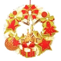 Corona de Navidad festiva de papel 3D con lazos rojos y adornos dorados con purpurina - Estilo Guirnalda de Navidad Rojo Oro (ZHY-007)