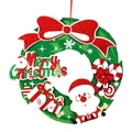 Corona de Navidad de papel verde con lazo rojo brillante y texto Merry Christmas - Estilo Guirnalda de Navidad Verde (ZHY-005)