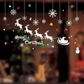 Stickers de Noël électrostatiques avec renne, bonhomme de neige et texte festif - Traîneau avec Fond de Renne (HL-SDTZ19-048)