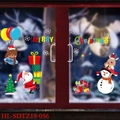 Stickers de Noël vitrostatiques avec Père Noël et Bonhomme de neige pour fenêtres - Parade de Personnages (HL-SDTZ19-056)