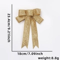 Sparkling gold glitter Christmas bow ornament, decorative festive gift bow 23.4x18cm - Gold