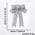 Silver glitter Christmas bow decoration for gift boxes and trees, size 18x23.4cm - Silver