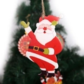 Classic wooden Santa Claus hanging ornament with red suit and festive waving pose - Santa Claus Pendant