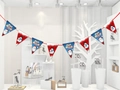 Détail de banderole de Noël avec motifs Père Noël et bonhomme de neige pour décoration - Drapeau Triangulaire S-3
