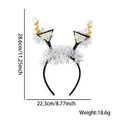 Happy New Year headband with gold and silver champagne glasses and star tassels - New Year Headband / 2 Wine Glasses Tinsel