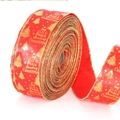 Rotes Weihnachtsband mit goldenem Aufdruck und Schneeflocken für Weihnachtsbaumschmuck - Rot