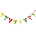 Christmas bunting flags with Santa and reindeer illustrations for festive party decoration - Triangle Flag S-1 (Pull Flag)