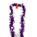 Purple festive tinsel garland with silver snowflakes and retail hanging header card - Purple
