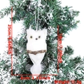 Décoration de Noël chouette en peluche blanche avec plumes et bâton de bois - Hibou en Peluche Blanc