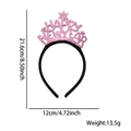 Pink Happy New Year headband with glitter stars and text, sizing dimensions shown - New Year Headband / Pink New Year Crown